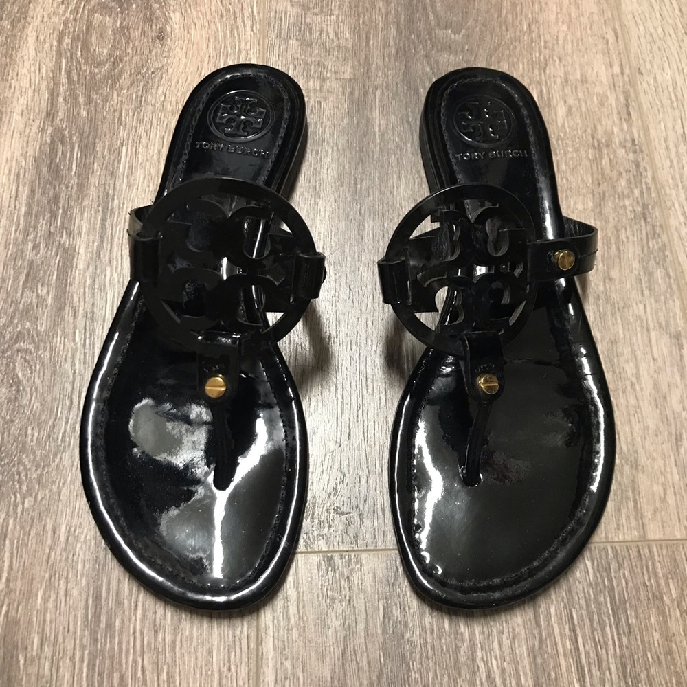 Tory Burch Miller Sandal Black Patent Leather 8